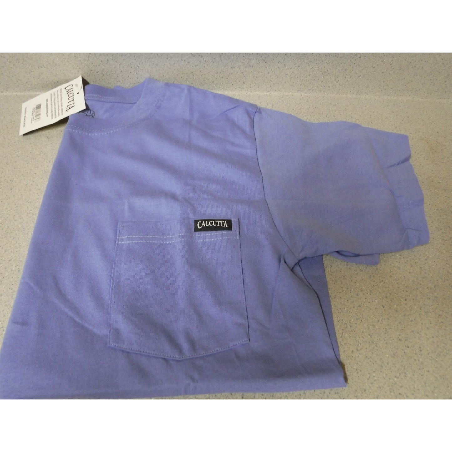 New Authentic Calcutta Short Sleeve Shirt/ Front Pocket/ Back White Original Logo with P.I.T.B/  Periwinkle Medium