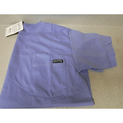 New Authentic Calcutta Short Sleeve Shirt/ Front Pocket/ Back White Original Logo with P.I.T.B/  Periwinkle Medium