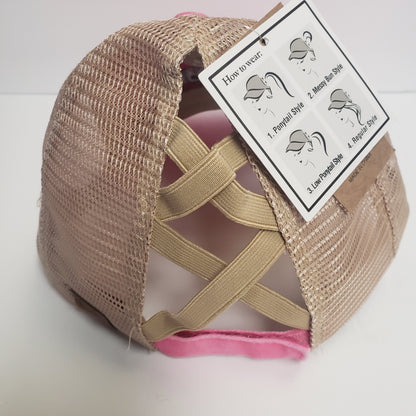 Bass Cat CC Ponycap-Pink/Beige Mesh