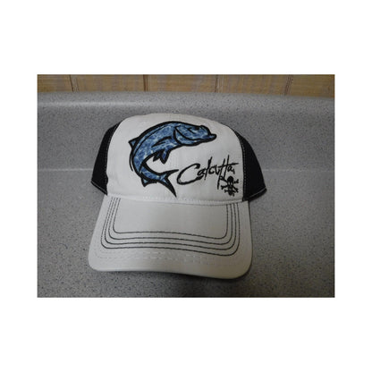 New Authentic Calcutta Low Profile Hat White With Watermark Tarpon/ Black Back