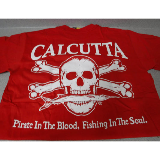 New Authentic Calcutta Short Sleeve Red Shirt/  Original Logo with P.I.T.B-Medium