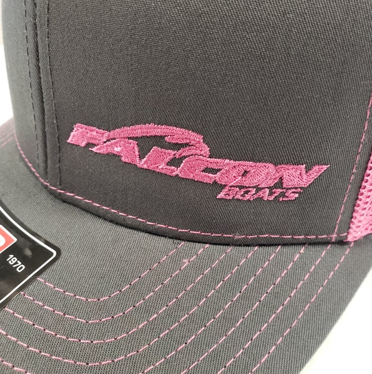 Falcon Boats Richardson 112 Hat Gray -  Hot Pink Mesh