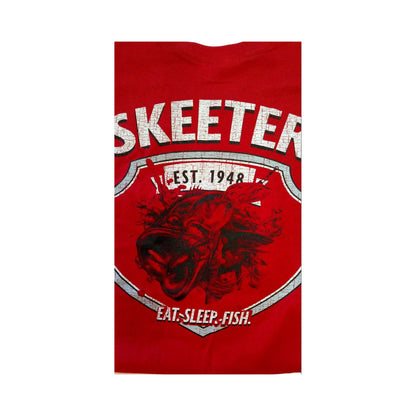New Authentic Skeeter Short Sleeve T-Shirt Cherry Red/ Back- Medium