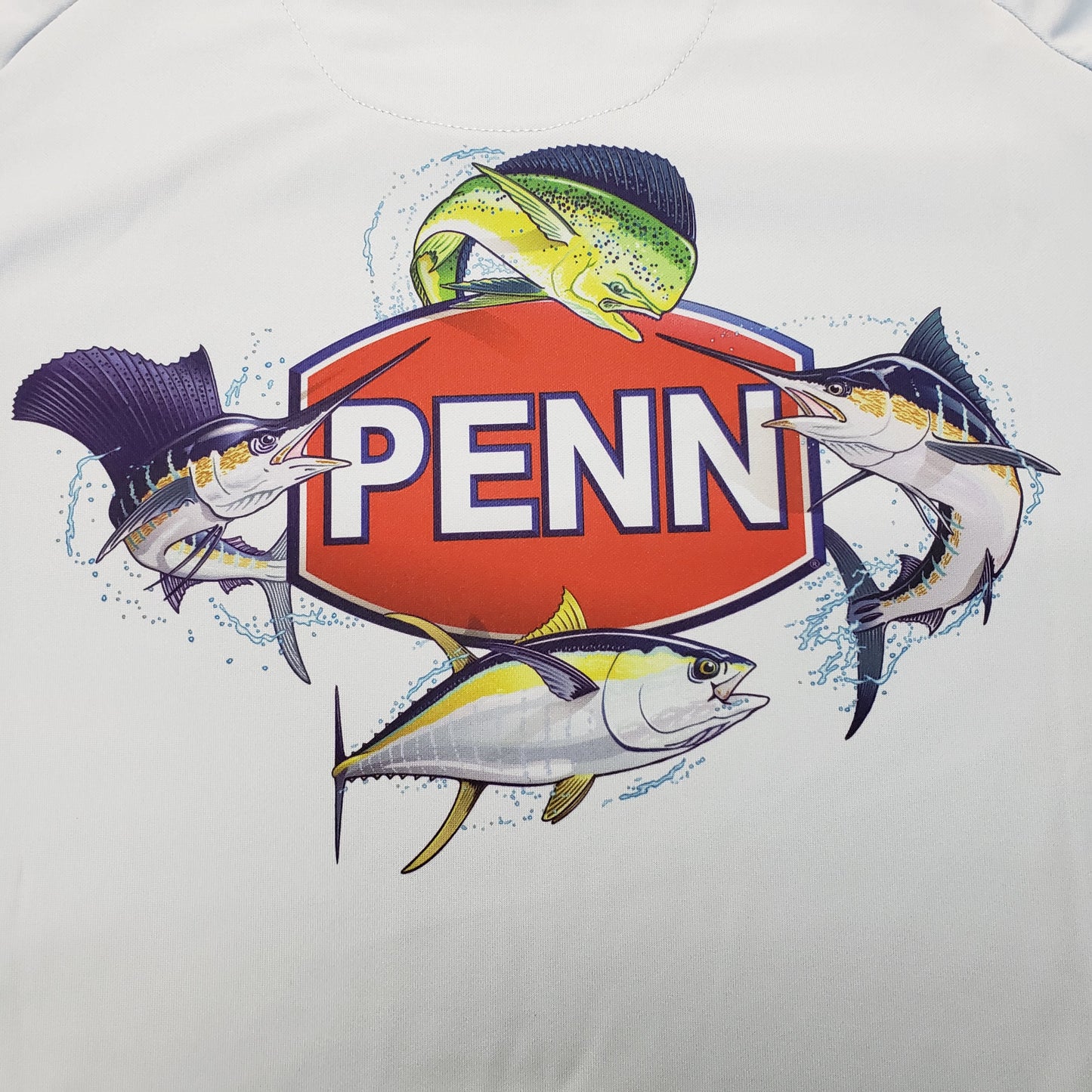 Penn Long Sleeve Performance Shirt Light Blue w/ Fish Around Logo Medium