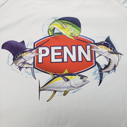 Penn Long Sleeve Performance Shirt Light Blue w/ Fish Around Logo Medium