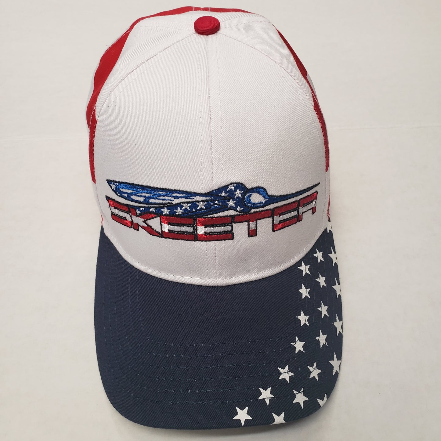 New Authentic Skeeter Richardson Hat  Red/ White/ Blue/ Back Eat Sleep Fish USA