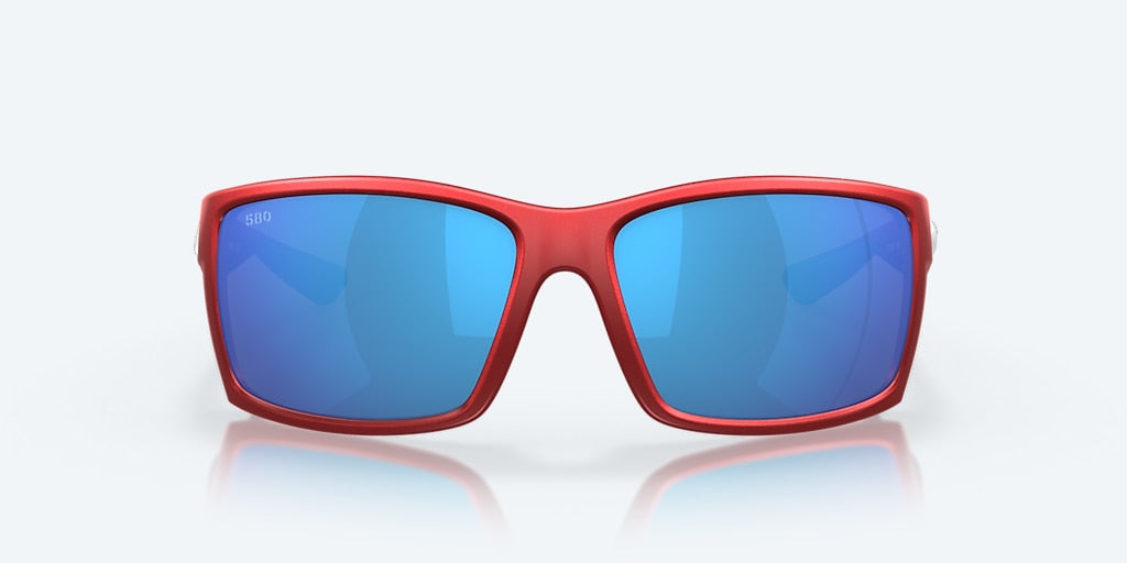 New Authentic Costa Sunglasses-Reefton - Freedom Series Sunglasses-USA Red Frame/Blue Mirror Lens-580G
