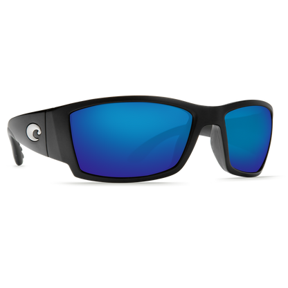 New Authentic Costa Corbina Polarized Sunglasses Black Frame Blue Mirror Glass Lens