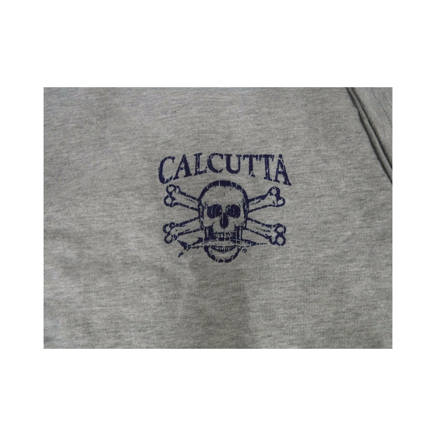 New Authentic Calcutta Short Sleeve Shirt  Heather Gray/ Navy Original Logo Front and Back  P.I.T.B  Large