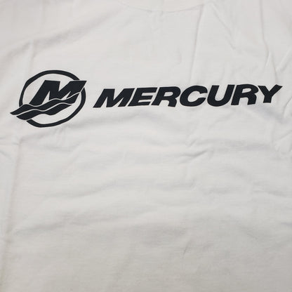 New Authentic Mercury Marine Short Sleeve Shirt White/ Black MERCURY Logo Large