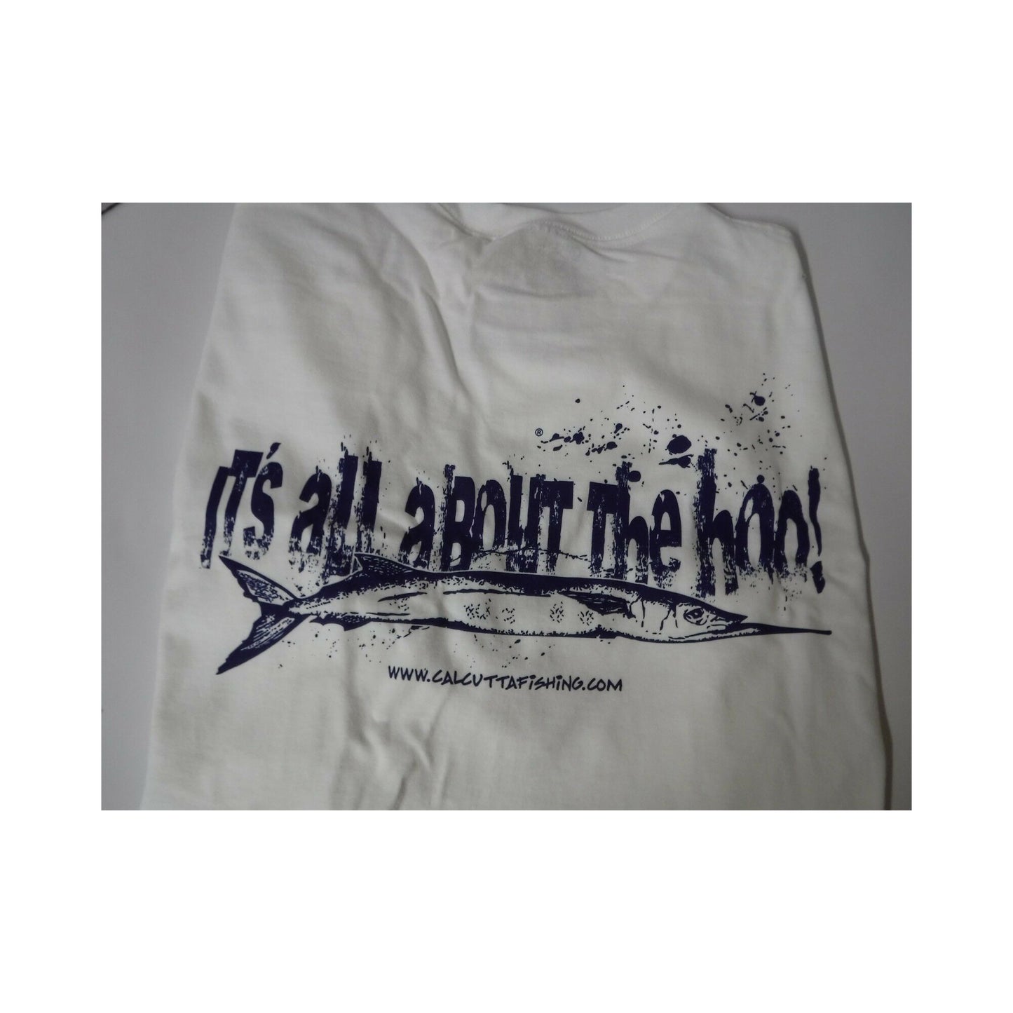 New Authentic Calcutta Short Sleeve Shirt  White- It's all About the Hoo! -2XL