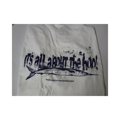New Authentic Calcutta Short Sleeve Shirt  White- It's all About the Hoo! -2XL