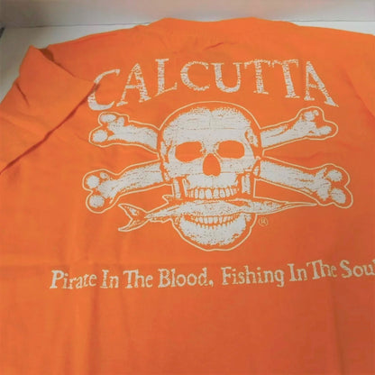 New Authentic Calcutta Short Sleeve Shirt  Orange/ Back White Original Logo KIDS XSmall