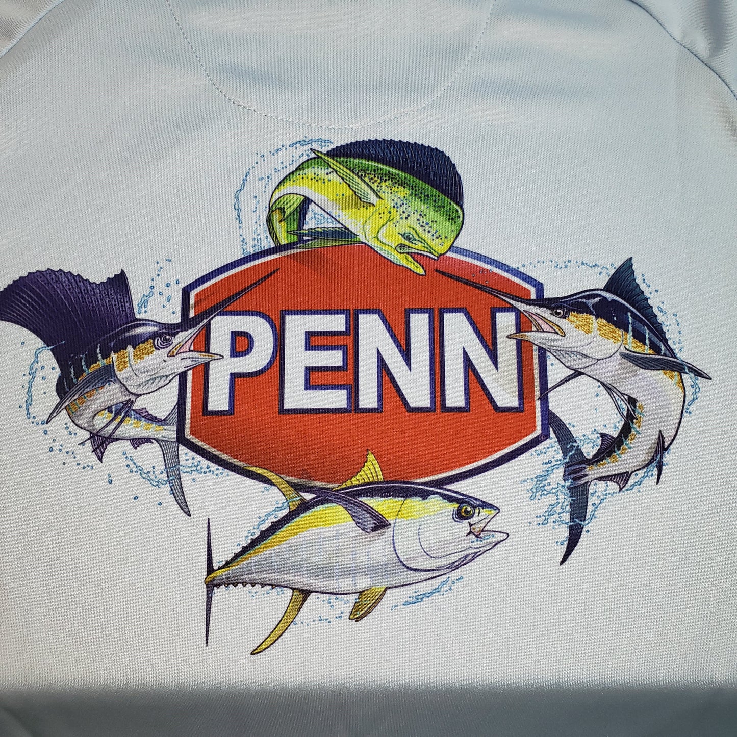 Penn Long Sleeve Performance Shirt Light Blue w/ Fish Around Logo Medium