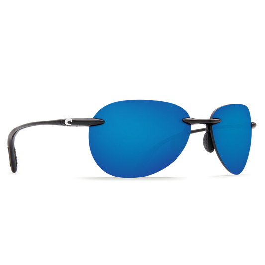 Shiny Black Frame Blue Mirror Lens