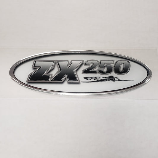 New Authentic Skeeter ZX250 Oval Emblem Black/Silver 8 1/2" X 3"