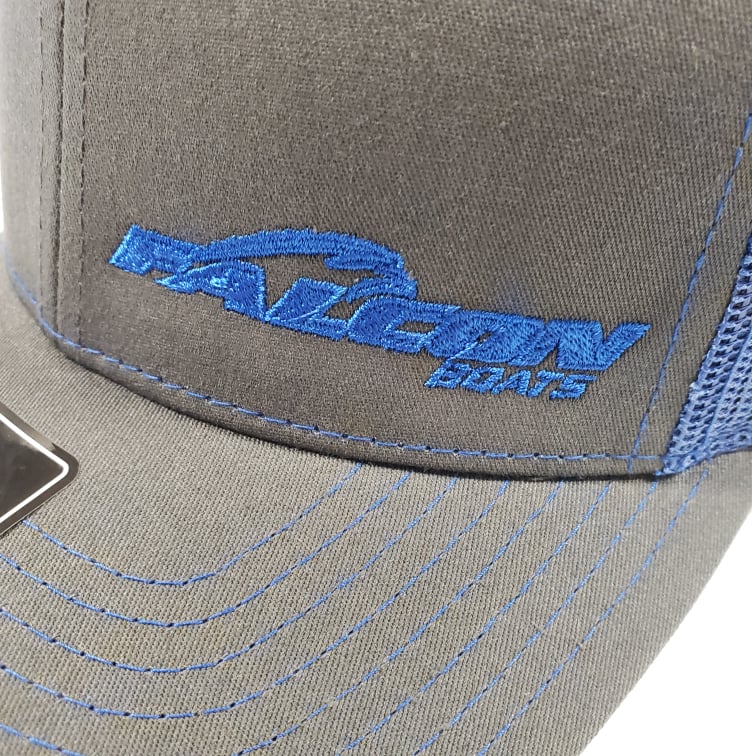 Falcon Boats Richardson 112 Hat Gray -  Royal Blue Mesh