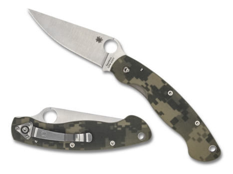 NEW Spyderco Military Plain Edge Camo G-10 C36GPCMO