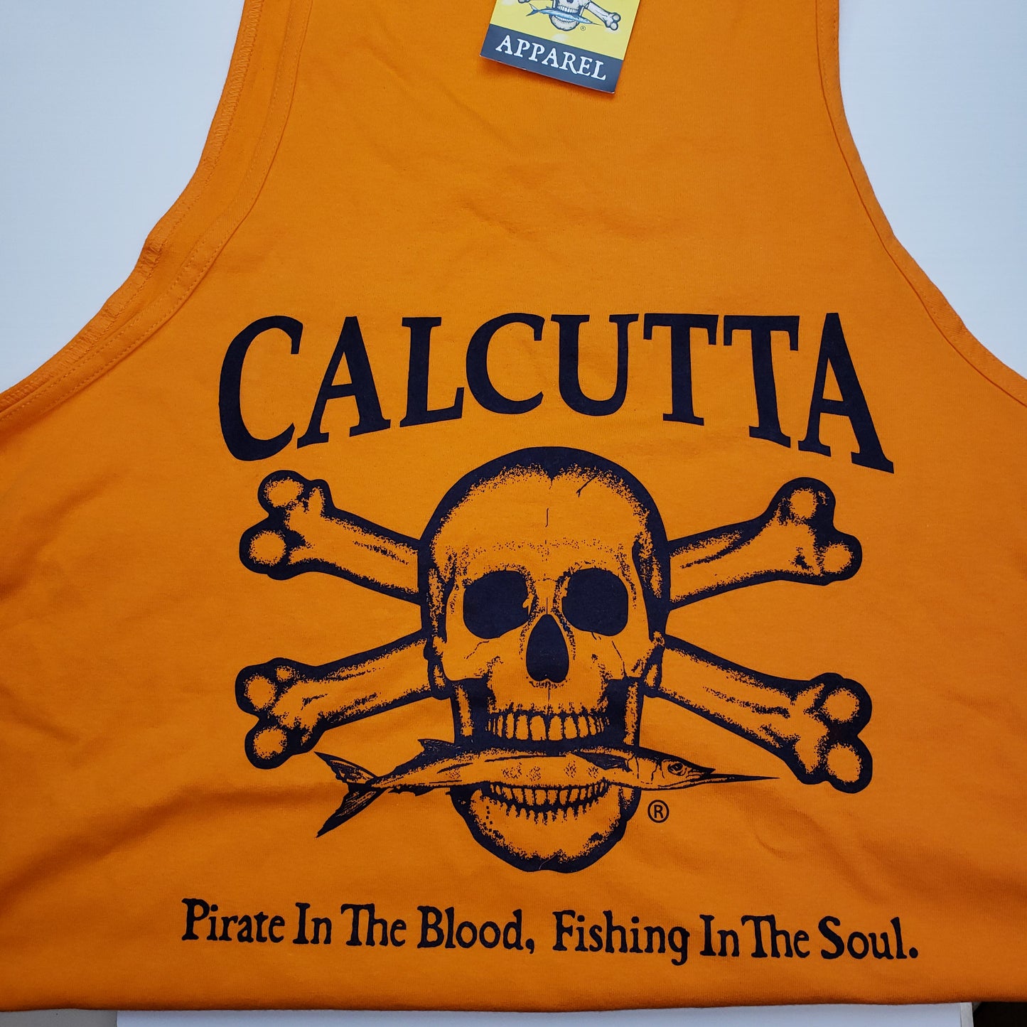 New Authentic Calcutta Tank Orange/ Front Navy Original Logo Large