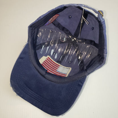 Proud American Distressed Hat w/ American Flag Patch Blue