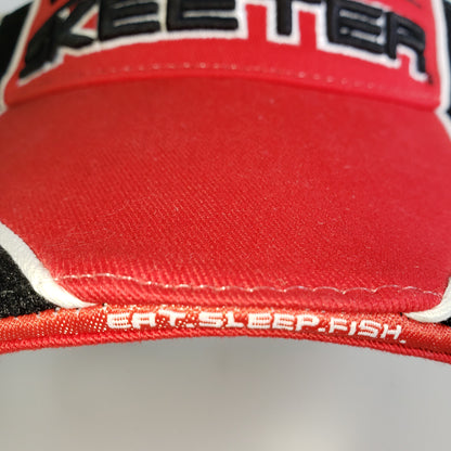 New Authentic Skeeter Visor Adjustable  Red/ Black Down Center/ Eat Sleep Fish on Band
