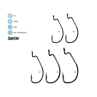 Gamakatsu Superline Worm Hook, Offset Shank EWG- NS Black