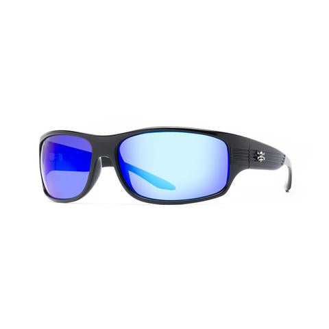 New Authentic Calcutta Express Sunglasses Black Frame/ Polarized Blue Mirror Lens