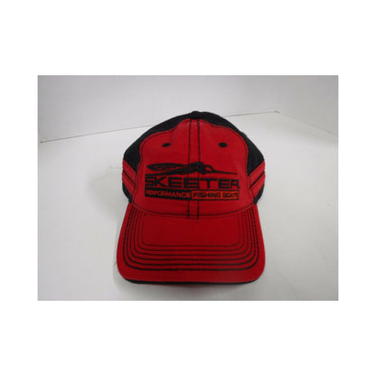 New Authentic Skeeter Richardson Hat  Red/ Side Stripes/Back Black Cotton Hat