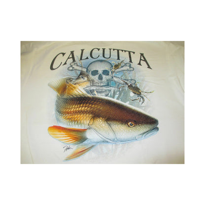 New Authentic Calcutta S/S Faded Logo/ Red Drum- White- 2XL