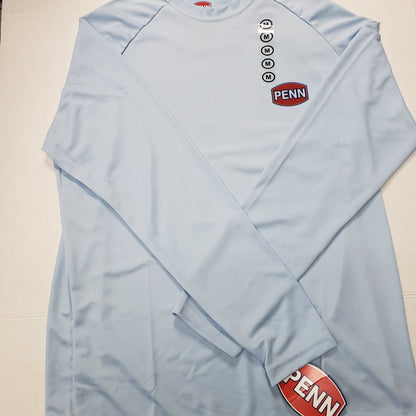 Penn Long Sleeve Performance Shirt Light Blue w/ Fish Around Logo Medium