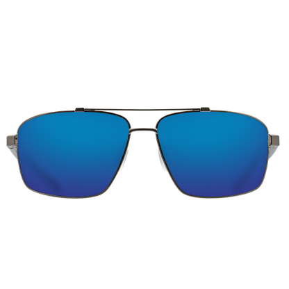 New Authentic Costa Flagler Polarized Sunglasses Brushed Gunmetal Frame Blue Mirror Glass Lens