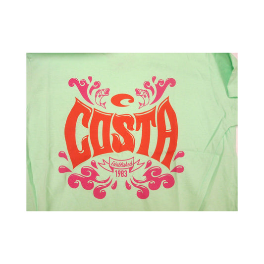New Authentic Costa Short Sleeve Ladies T-Shirt Aqua Mint/ Orange Logo Large