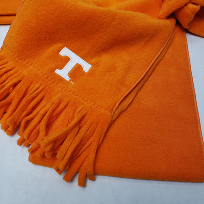 Ladies NCAA TN Lightweight Fleece Combo- Scarf, Gloves, Ear Warmer Orange/ White Letter T