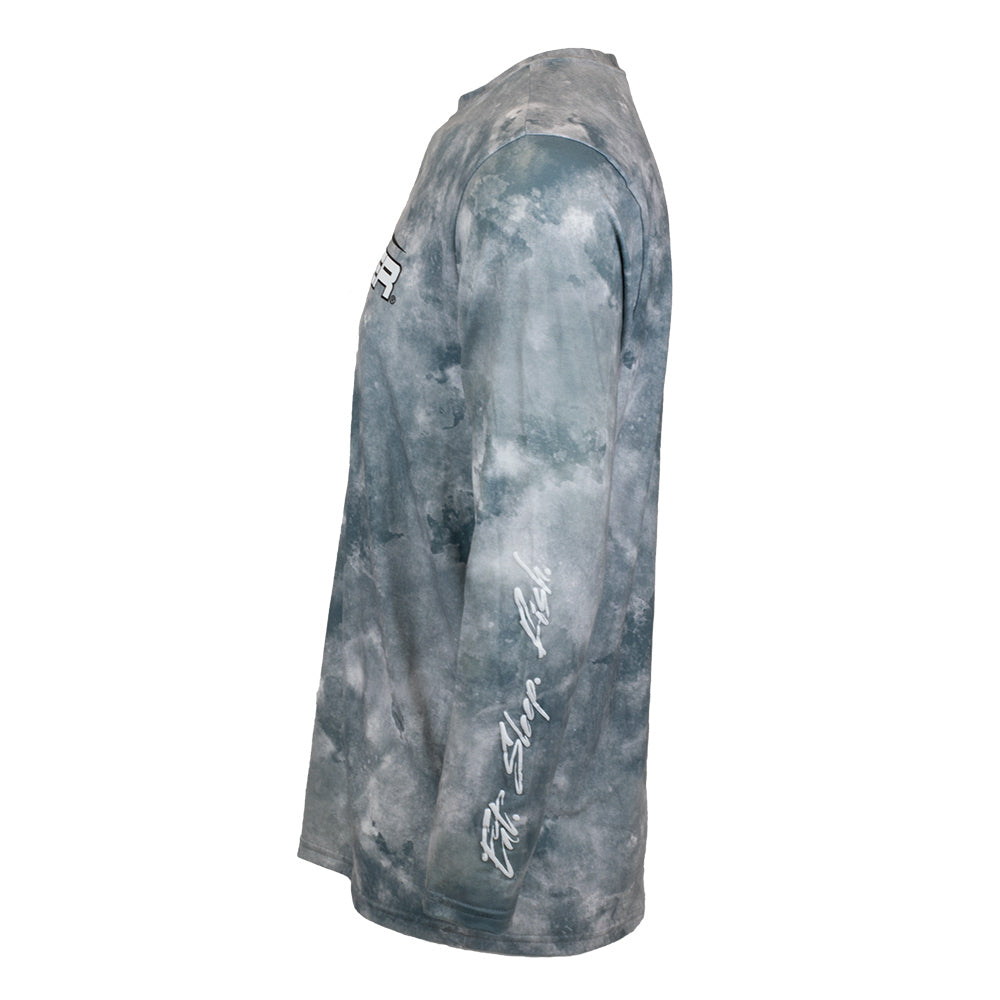 New Authentic Skeeter Silver Cloud Print Cotton Touch Long Sleeve Shirt-Medium