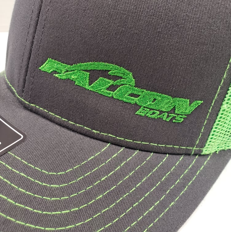 Falcon Boats Richardson 112 Hat Gray -  Lime Green Mesh