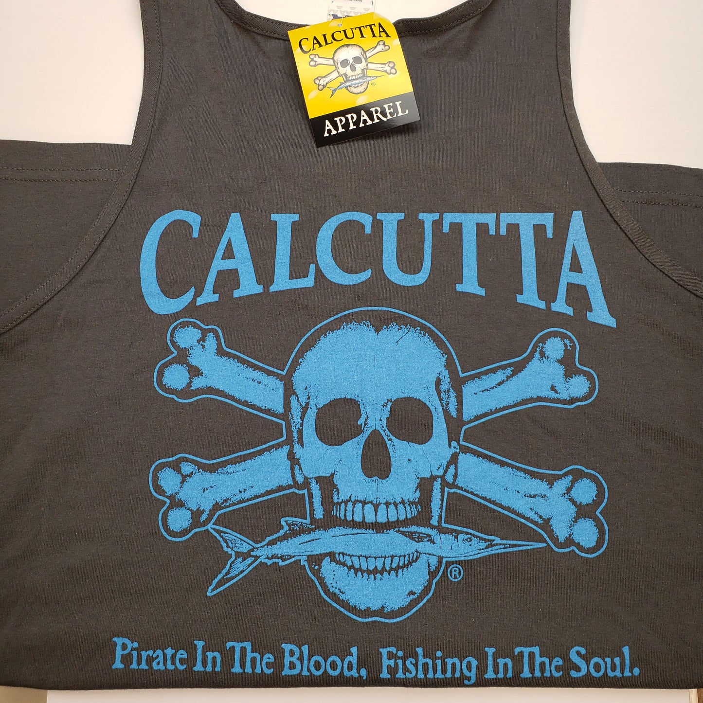 New Authentic Calcutta Tank Charcoal/ Front Small Blue Logo XLarge