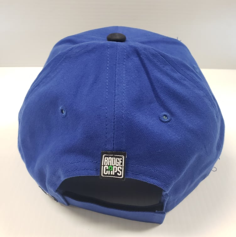 Bass Cat 50th Anniversary Badge Hat-Royal Blue Black Bill Cloth