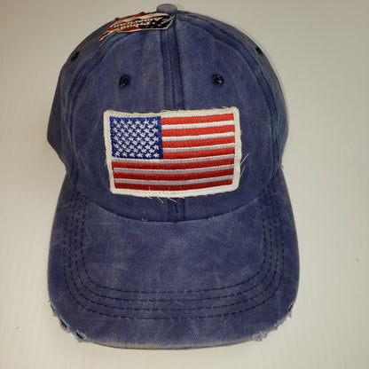 Proud American Distressed Hat w/ American Flag Patch Blue
