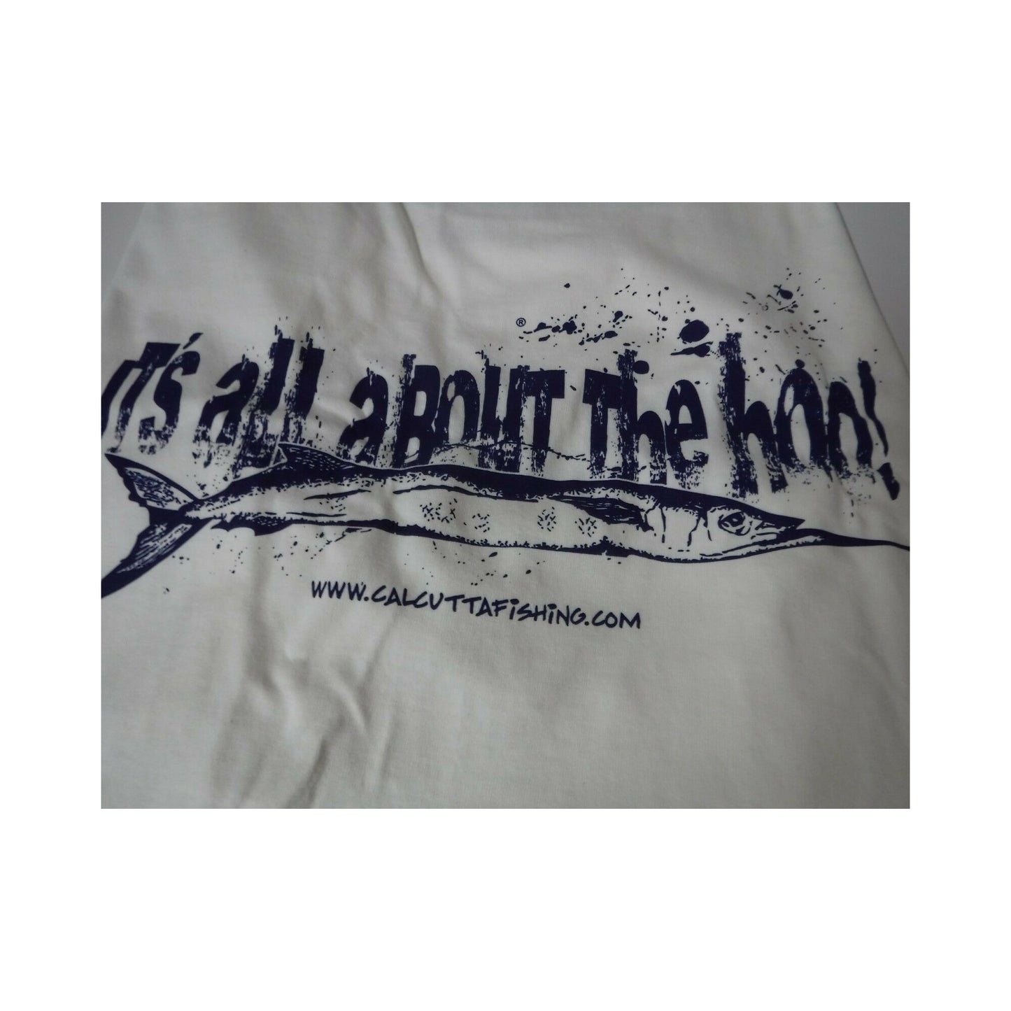 New Authentic Calcutta Short Sleeve Shirt  White- It's all About the Hoo! -2XL