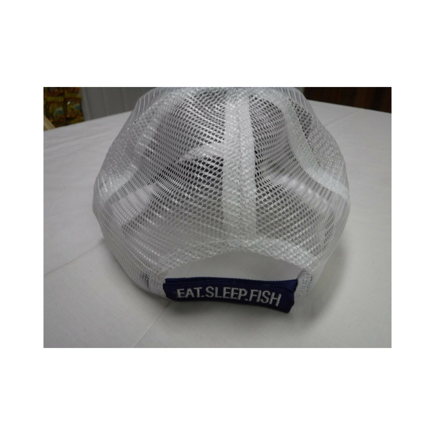 New Authentic Skeeter Richardson Hat/ White Cool Mesh/ Eat Sleep Fish Black
