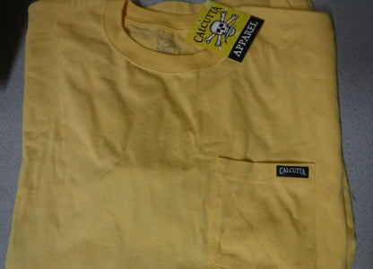 New Authentic Calcutta Short Sleeve Shirt Gold/ Front Pocket/ Back Original Logo with P.I.T.B. Large