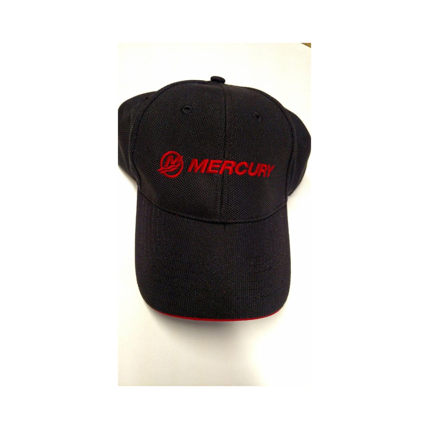New Authentic Mercury Marine Twill Cloth Hat Black/ Red Logo
