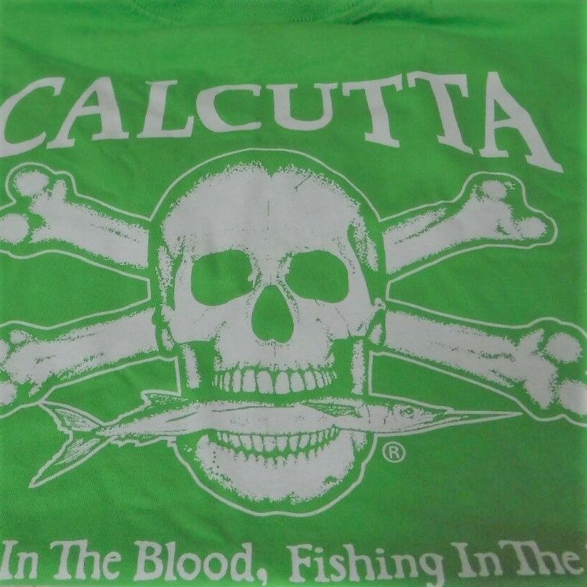 New Authentic Calcutta Short Sleeve Shirt  Lime Green/ Back White Original Logo KIDS Small