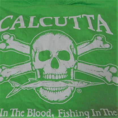 New Authentic Calcutta Short Sleeve Shirt  Lime Green/ Back White Original Logo KIDS Small
