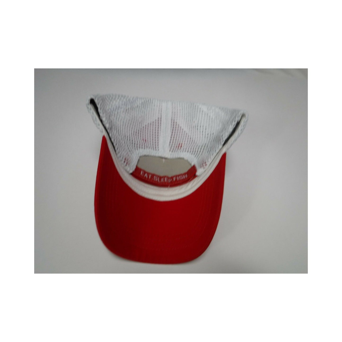 New Authentic Skeeter Richardson Hat/ White Cool Mesh/ Eat Sleep Fish Red