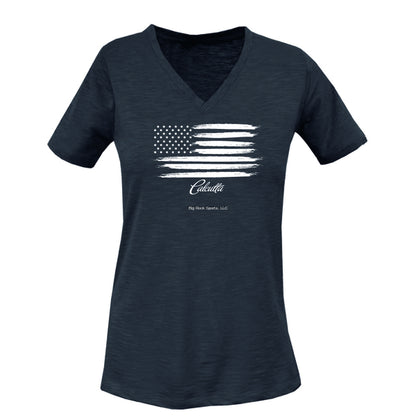 New Authentic Calcutta Distressed Flag T Shirt/Nine Iron Blue