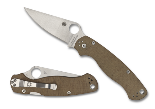 NEW Spyderco Para Military 2 Plain Brown Canvas Micarta