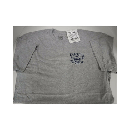 New Authentic Calcutta Short Sleeve Shirt  Heather Gray/ Navy Original Logo Front and Back  P.I.T.B  XLarge