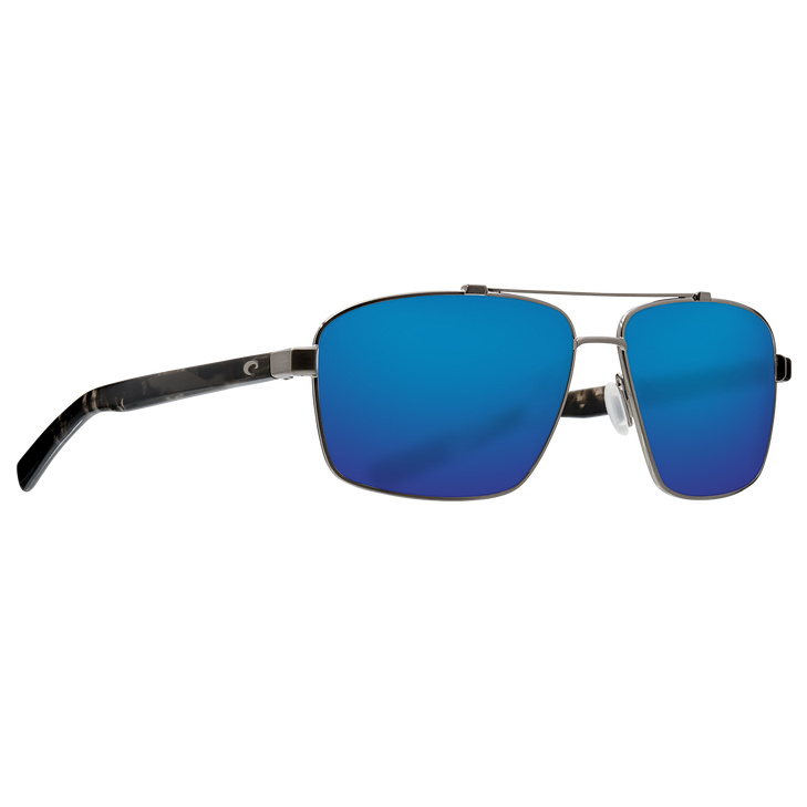 New Authentic Costa Flagler Polarized Sunglasses Brushed Gunmetal Frame Blue Mirror Glass Lens
