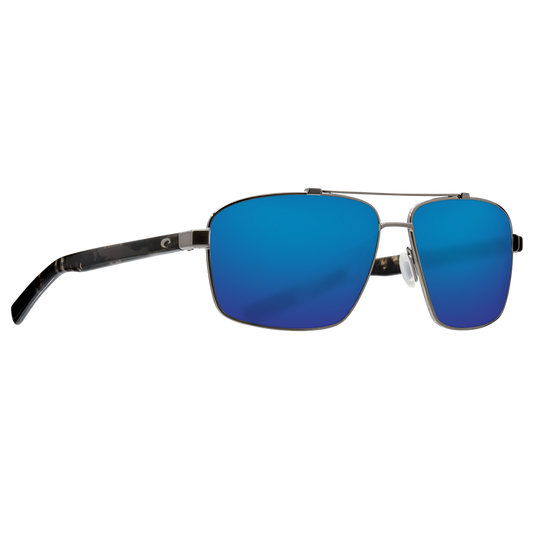New Authentic Costa Flagler Polarized Sunglasses Brushed Gunmetal Frame Blue Mirror Glass Lens